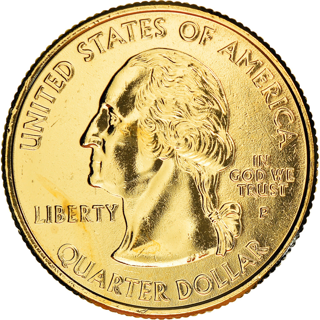 Coin, United States, Ohio, Quarter, 2002, U.S. Mint, Philadelphia, golden