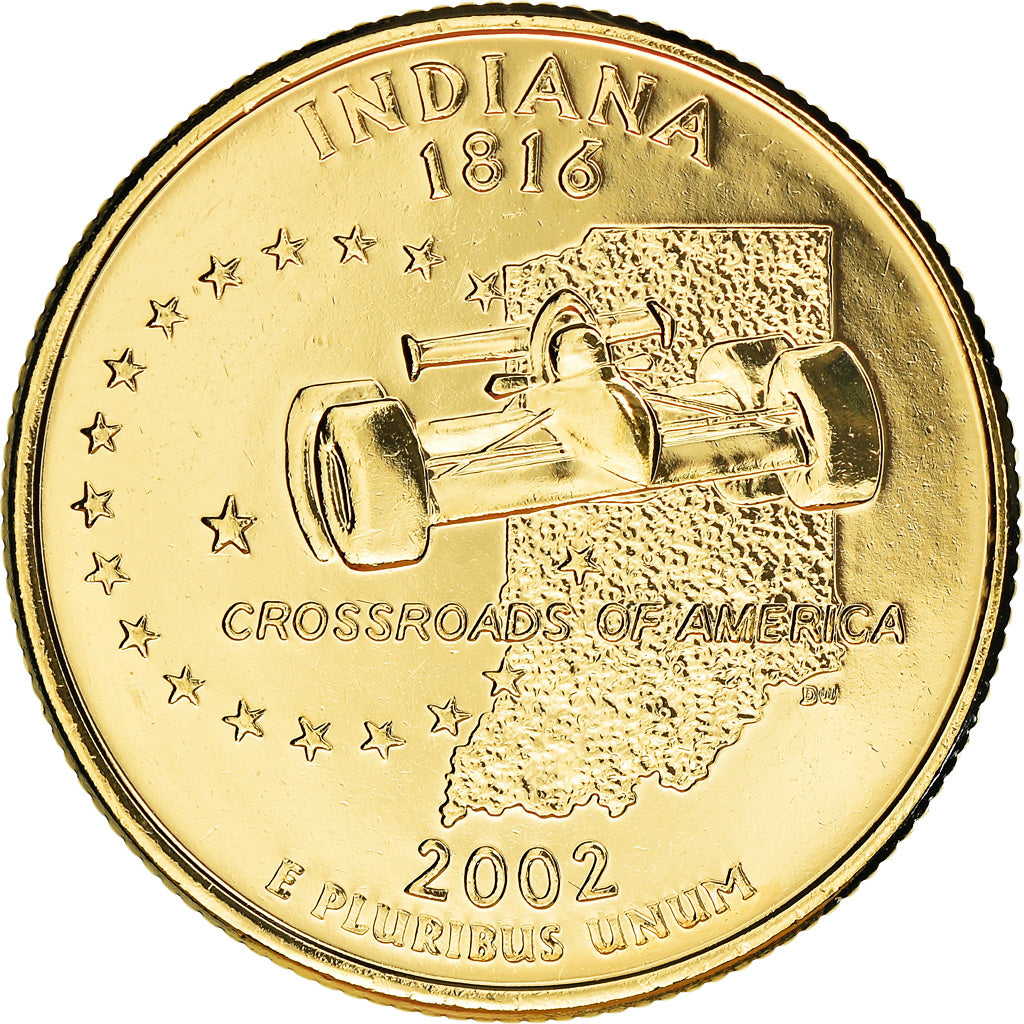 Coin, United States, Indiana, Quarter, 2002, U.S. Mint, golden, MS(65-70)