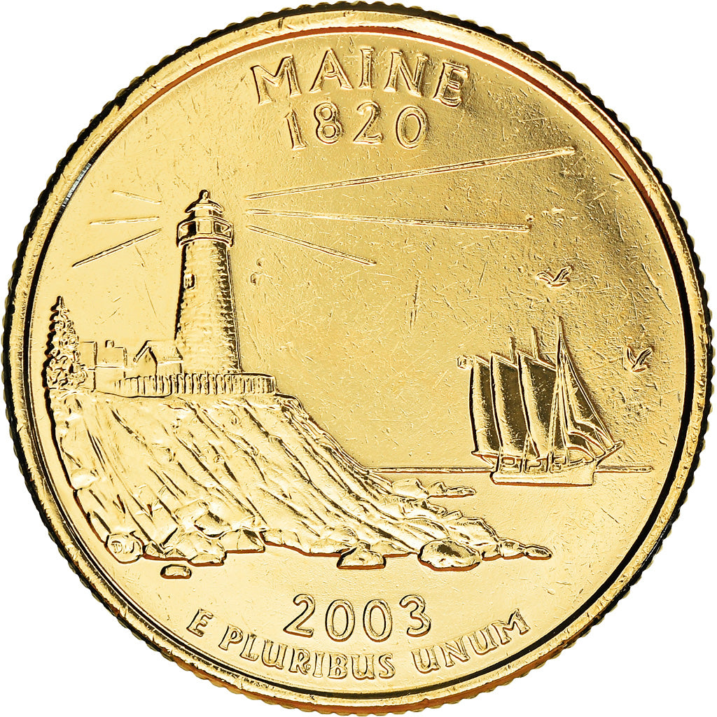 Coin, United States, Maine, Quarter, 2003, U.S. Mint, golden, MS(65-70)