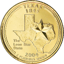 Monnaie, États-Unis, Texas, Quarter, 2004, U.S. Mint, Philadelphie, golden