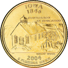 Coin, United States, Iowa, Quarter, 2004, U.S. Mint, Philadelphia, golden