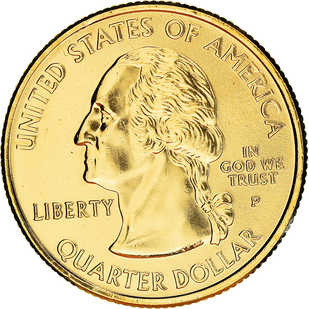 Coin, United States, Iowa, Quarter, 2004, U.S. Mint, Philadelphia, golden