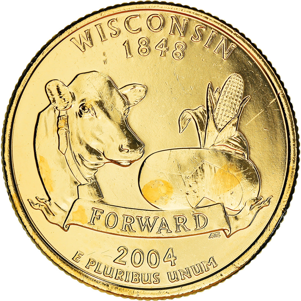 Coin, United States, Wisconsin, Quarter, 2004, Denver, golden, MS(65-70)
