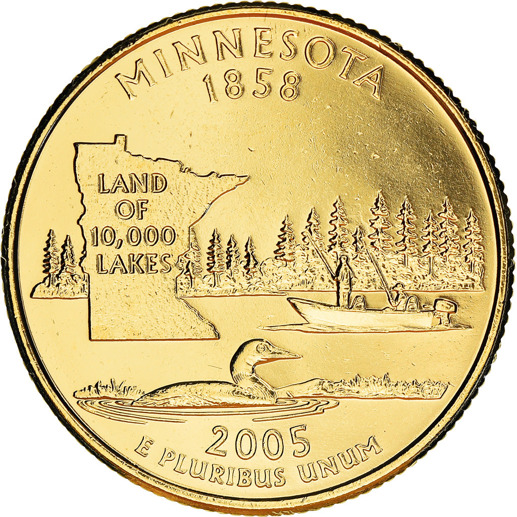 Coin, United States, Minnesota, Quarter, 2005, golden, MS(65-70), Copper-nickel