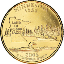 Coin, United States, Minnesota, Quarter, 2005, golden, MS(65-70), Copper-nickel