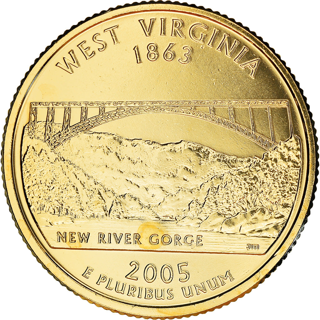 Coin, United States, West Virginia, Quarter, 2005, U.S. Mint, Philadelphia