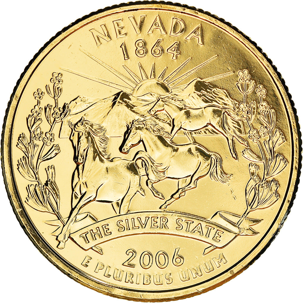 Coin, United States, Nevada, Quarter, 2006, U.S. Mint, Denver, golden