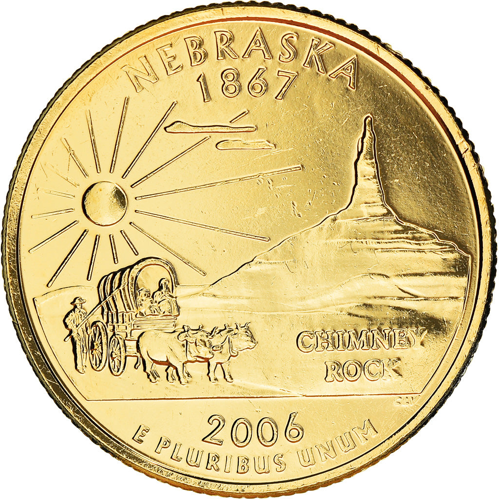Moneda, Estados Unidos, Nebraska, Quarter, 2006, U.S. Mint, Denver, golden, FDC