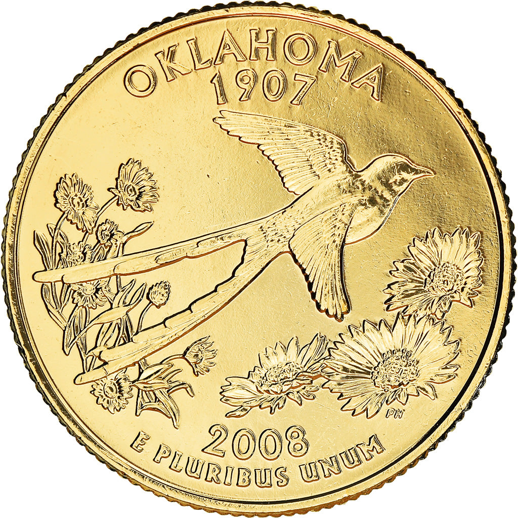 Monnaie, États-Unis, Oklahoma, Quarter, 2008, U.S. Mint, golden, FDC, Métal