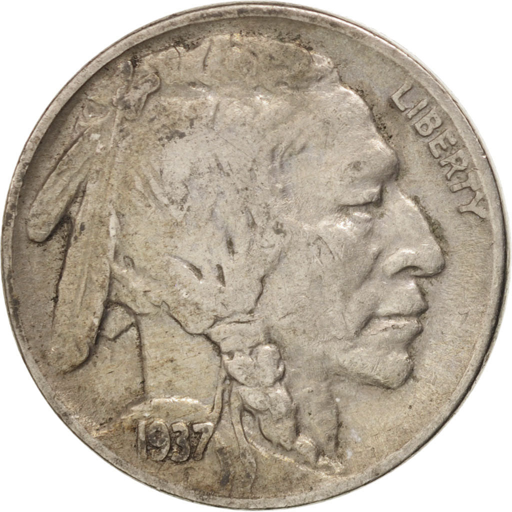 UNITED STATES, Buffalo Nickel, 5 Cents, 1937, U.S. Mint, KM #134, EF(40-45),...