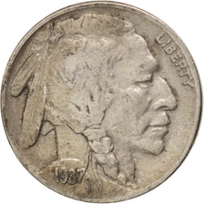 UNITED STATES, Buffalo Nickel, 5 Cents, 1937, U.S. Mint, KM #134, EF(40-45),...