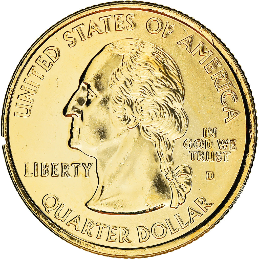 Coin, United States, Alaska, Quarter, 2008, U.S. Mint, Denver, golden