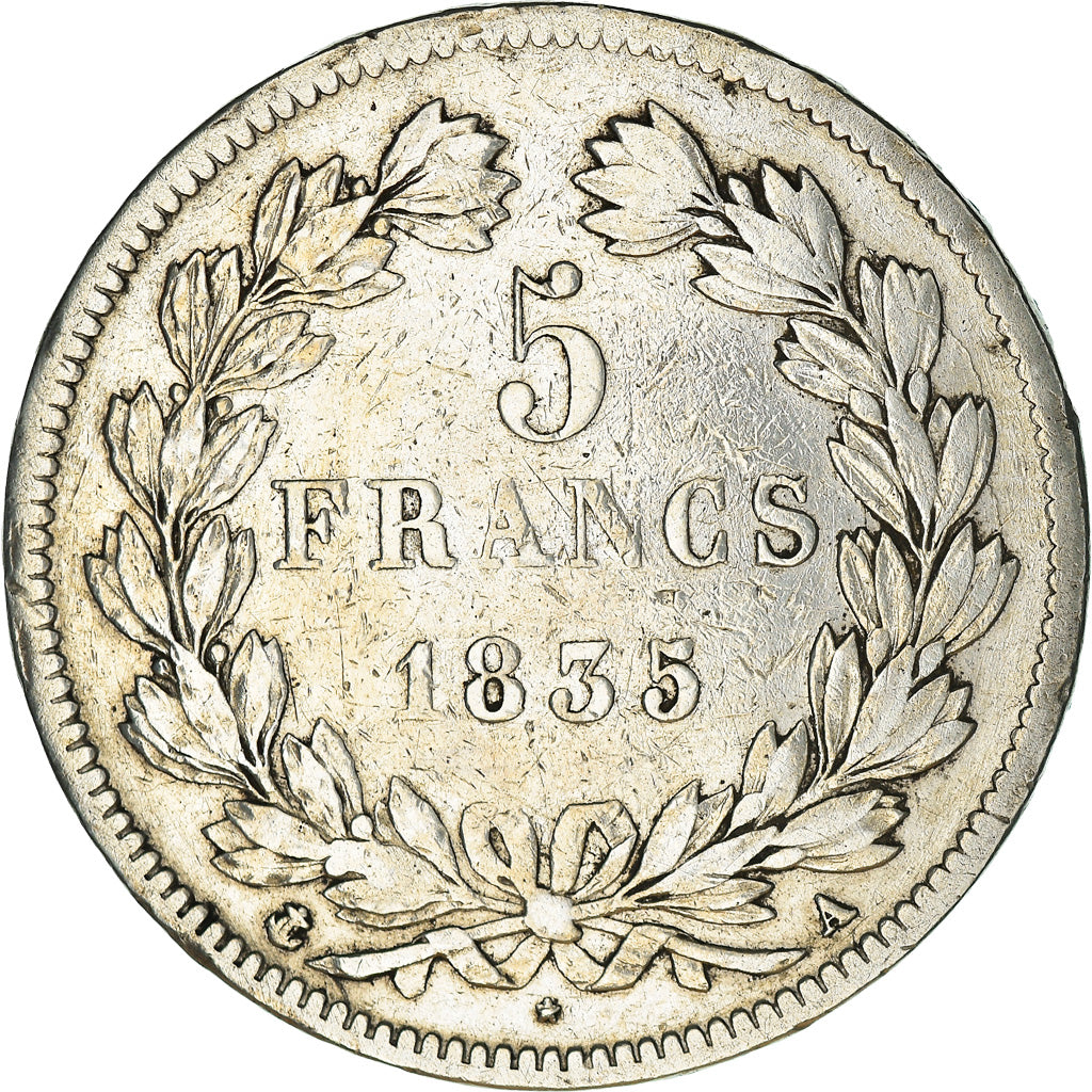 Moneta, Francja, Louis-Philippe, 5 Francs, 1835, Paris, EF(40-45), Srebro