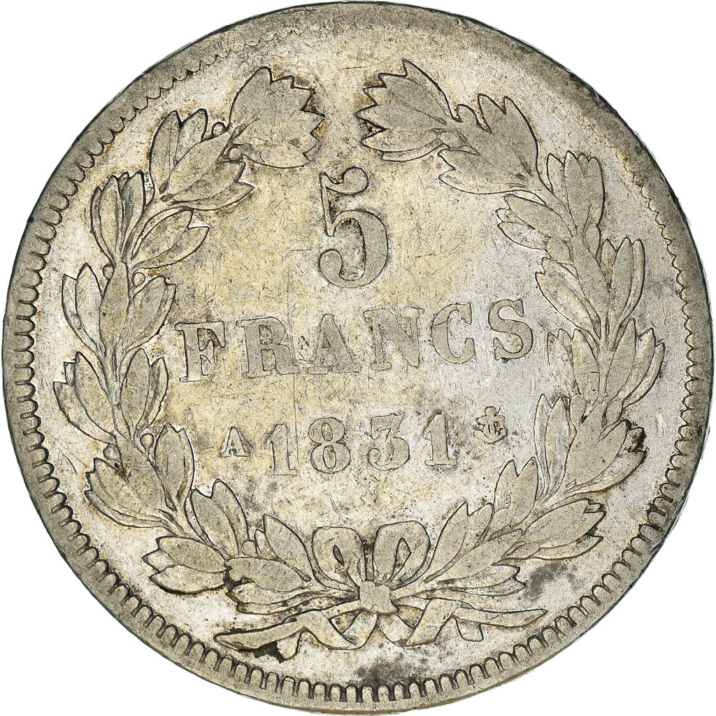 Munten, Frankrijk, Louis-Philippe, 5 Francs, 1831, Paris, ZF, Zilver, KM:736.1