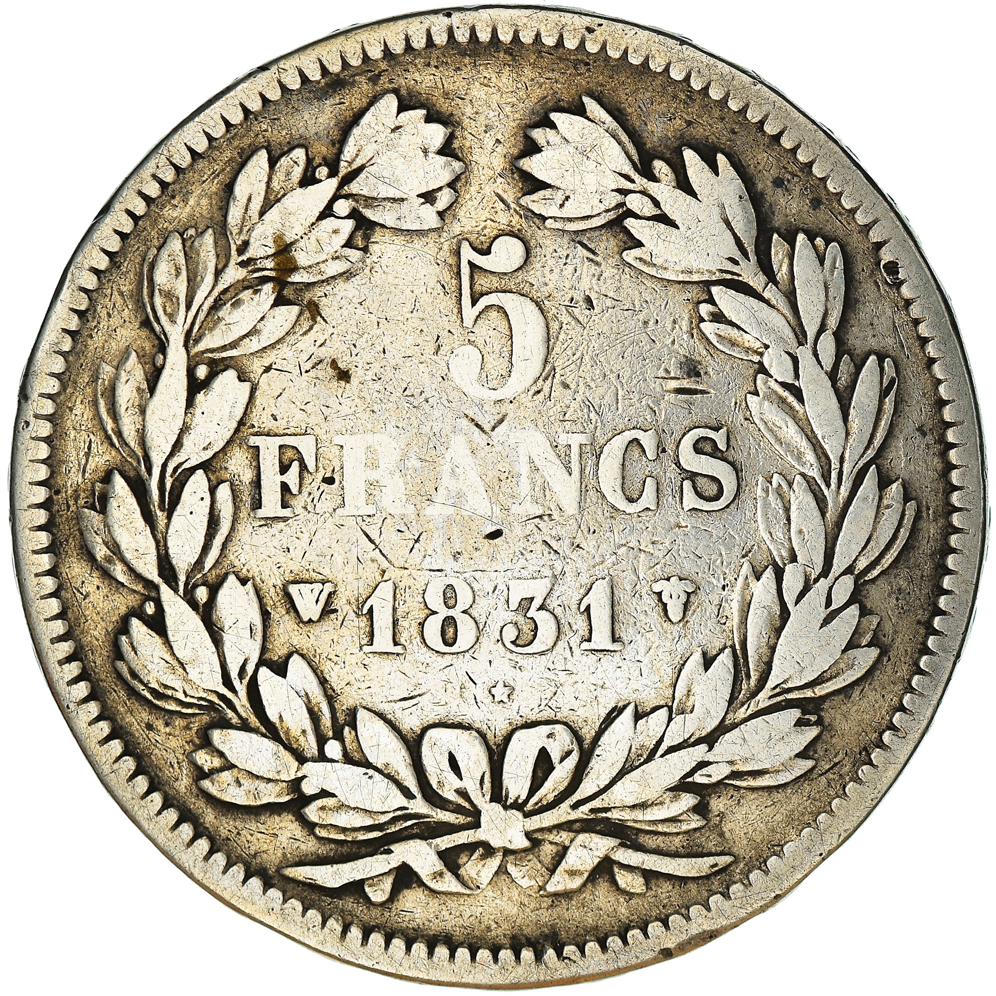 Coin, France, Louis-Philippe, 5 Francs, 1831, Lille, VF(20-25), Silver