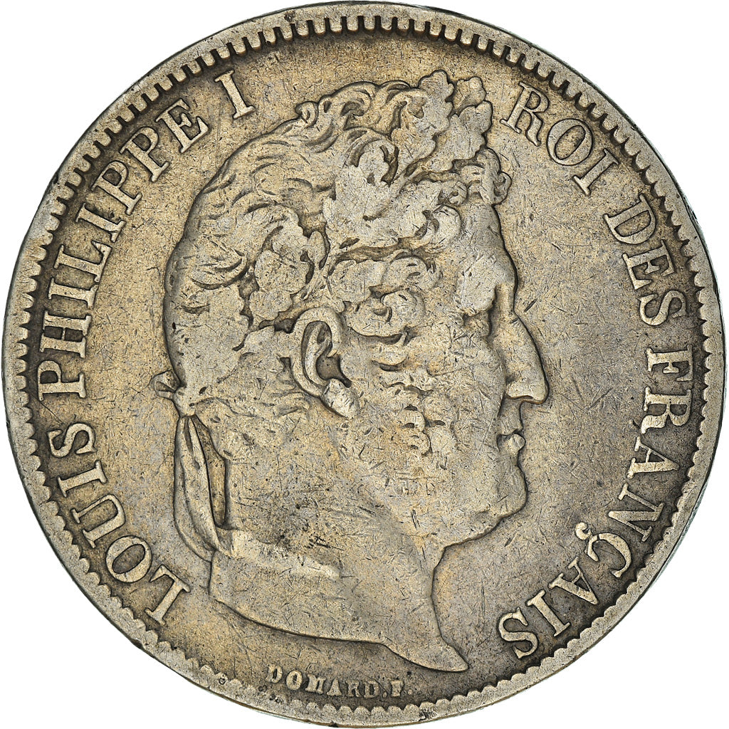 Moeda, França, Louis-Philippe, 5 Francs, 1831, Strasbourg, VF(30-35), Prata