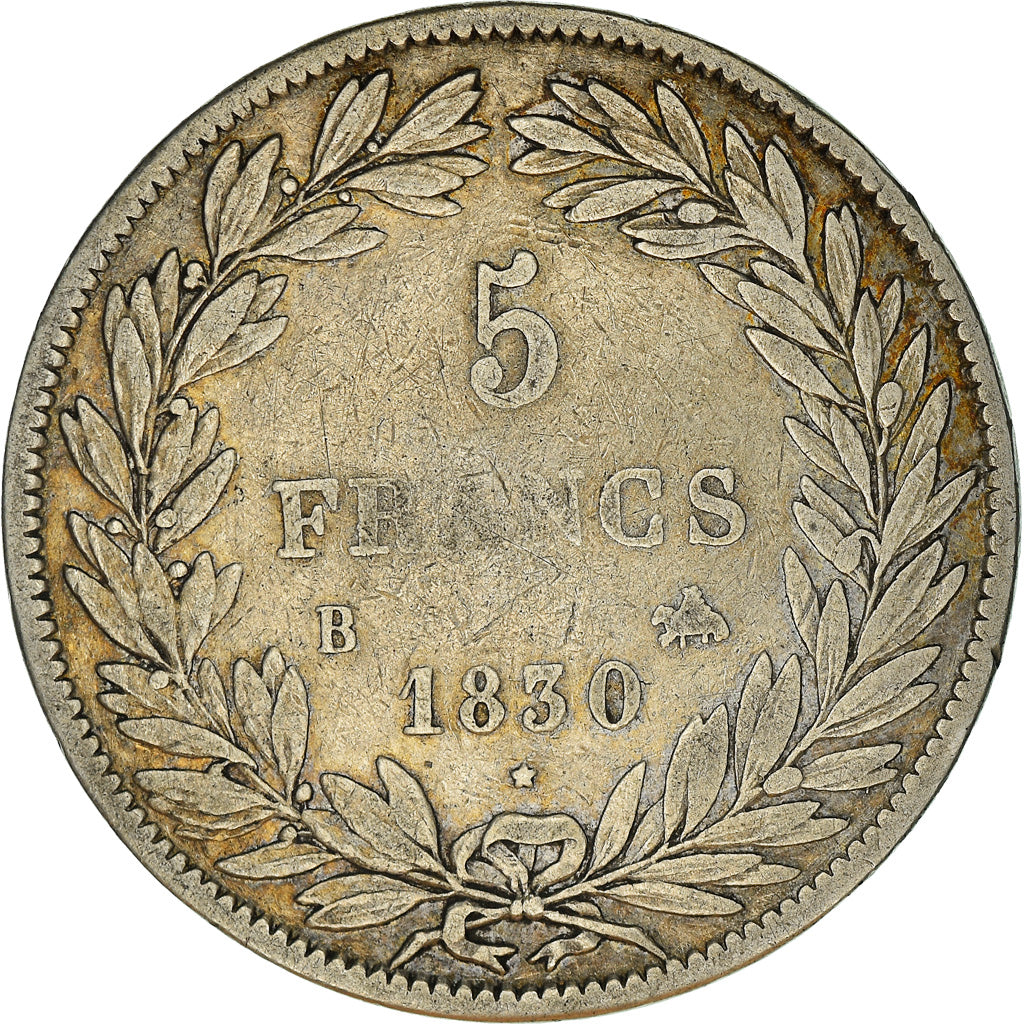 Münze, Frankreich, Louis-Philippe, 5 Francs, 1830, Rouen, SS, Silber, KM:735.2