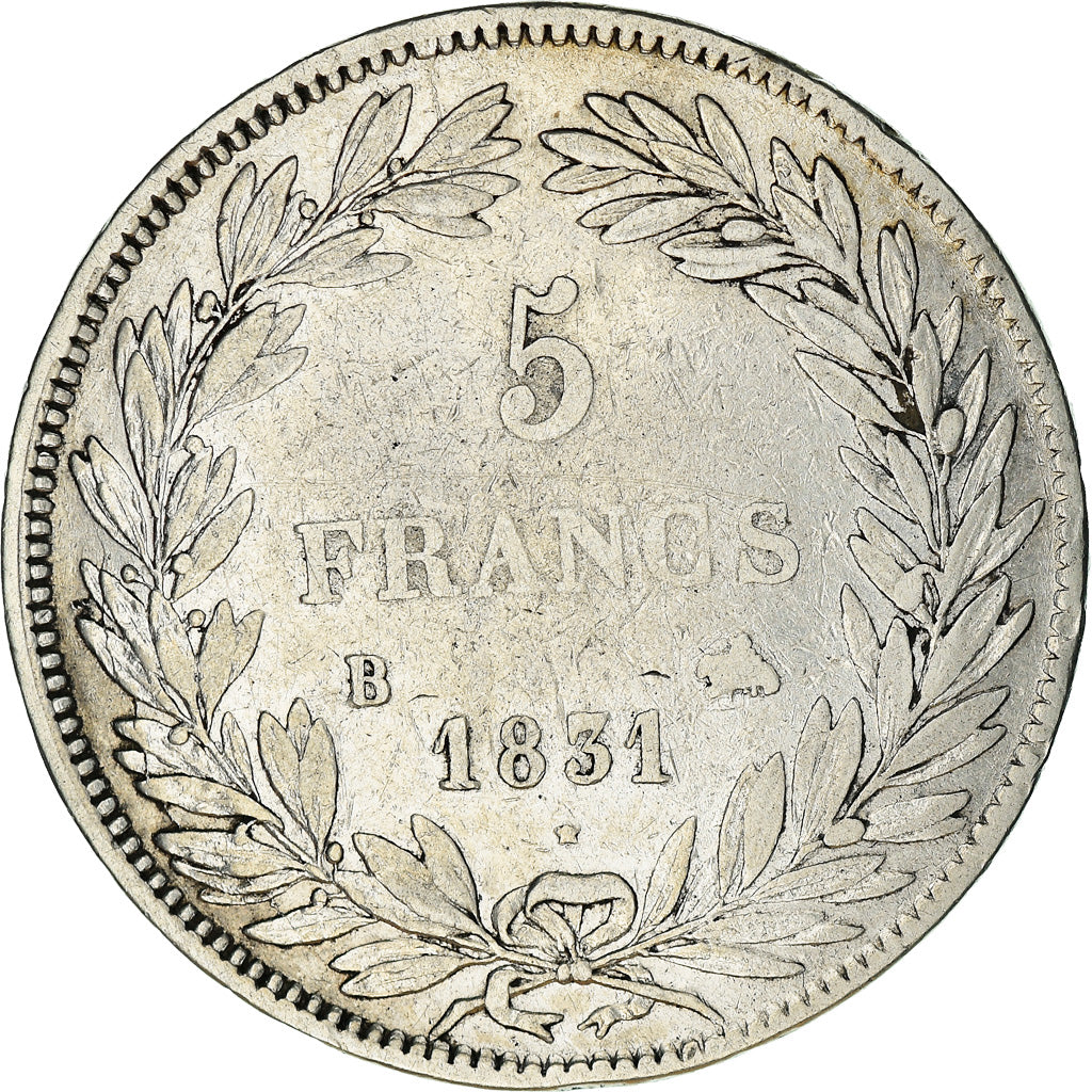Moneta, Francja, Louis-Philippe, 5 Francs, 1831, Rouen, VF(30-35), Srebro