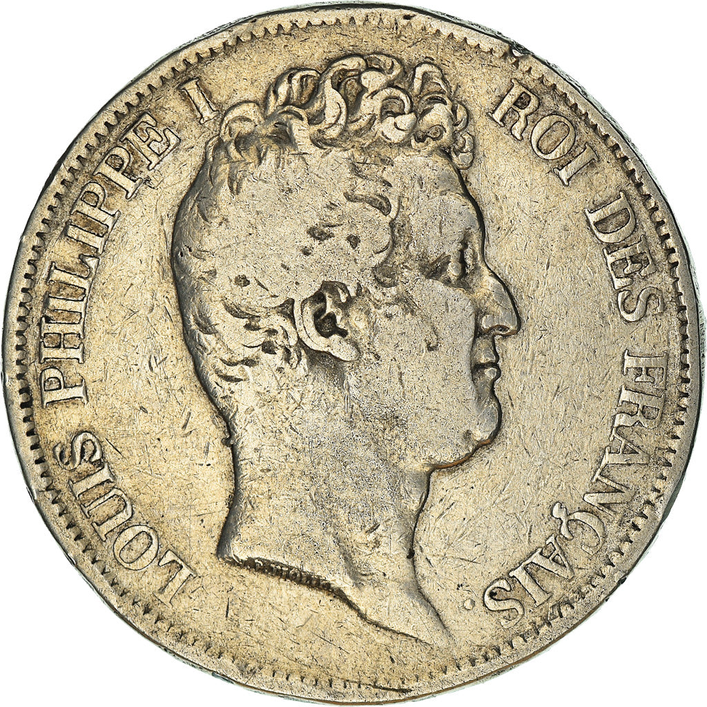 Moneda, Francia, Louis-Philippe, 5 Francs, 1831, Rouen, BC+, Plata, KM:736.2
