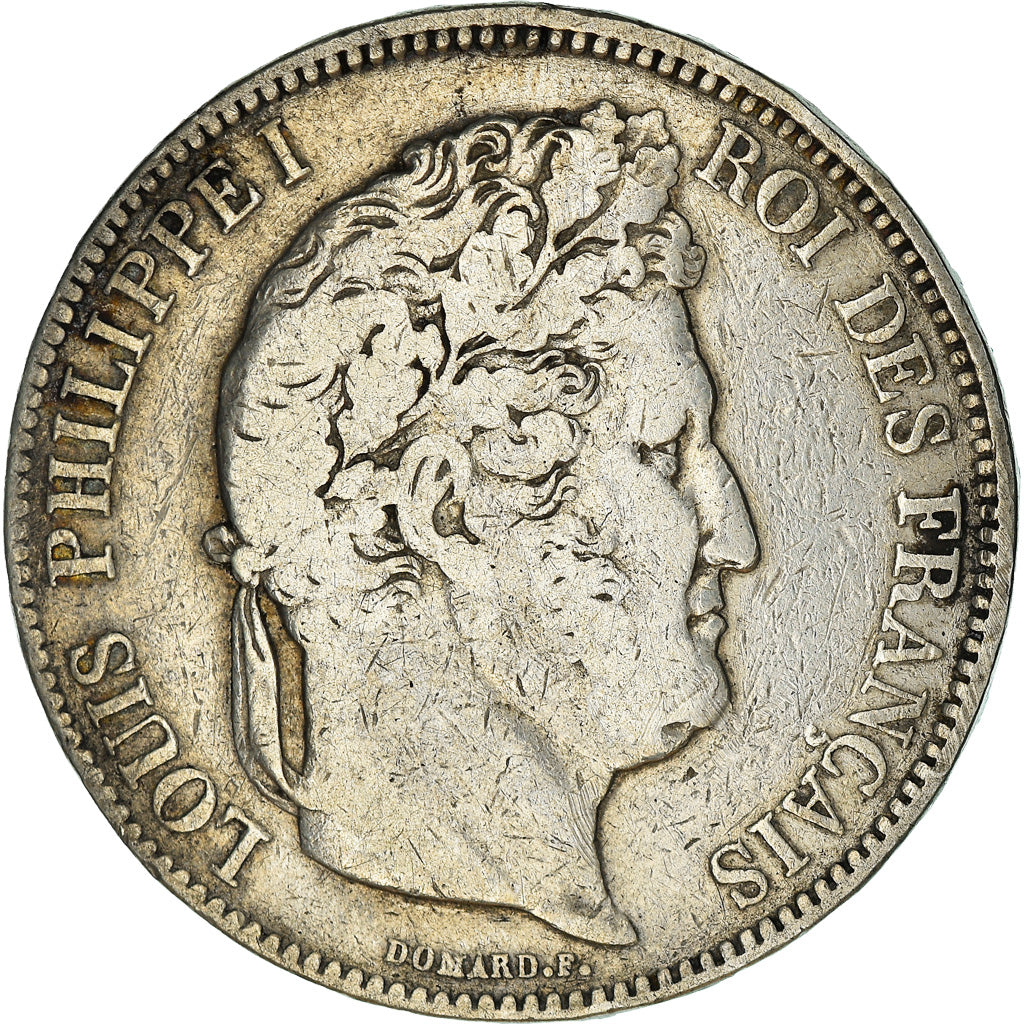 Coin, France, Louis-Philippe, 5 Francs,1833,Perpignan,VF(20-25),Silver,KM 749.11