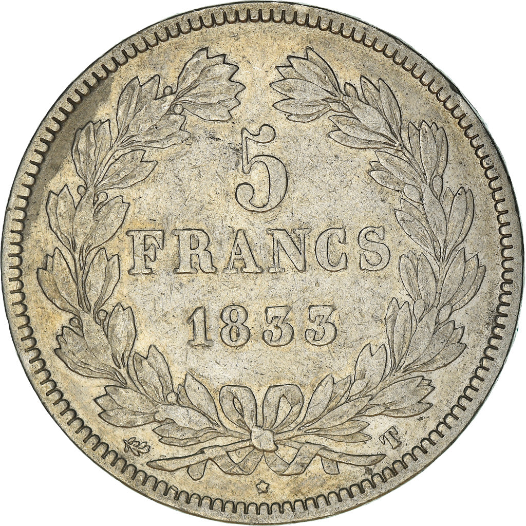 Coin, France, Louis-Philippe, 5 Francs, 1833, Nantes, VF(20-25), Silver