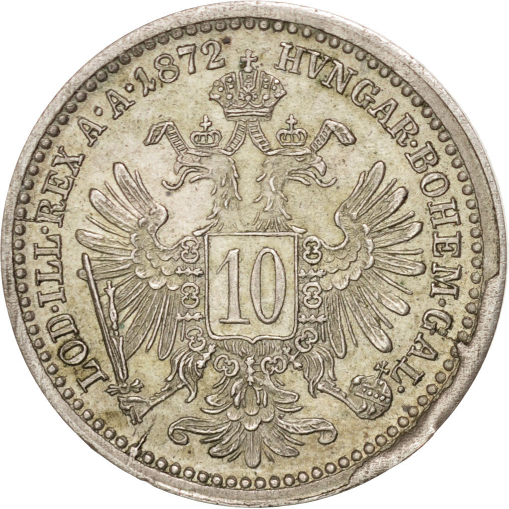 Moneta, Austria, Franz Joseph I, 10 Kreuzer, 1872, Vienne, SPL-, Argento