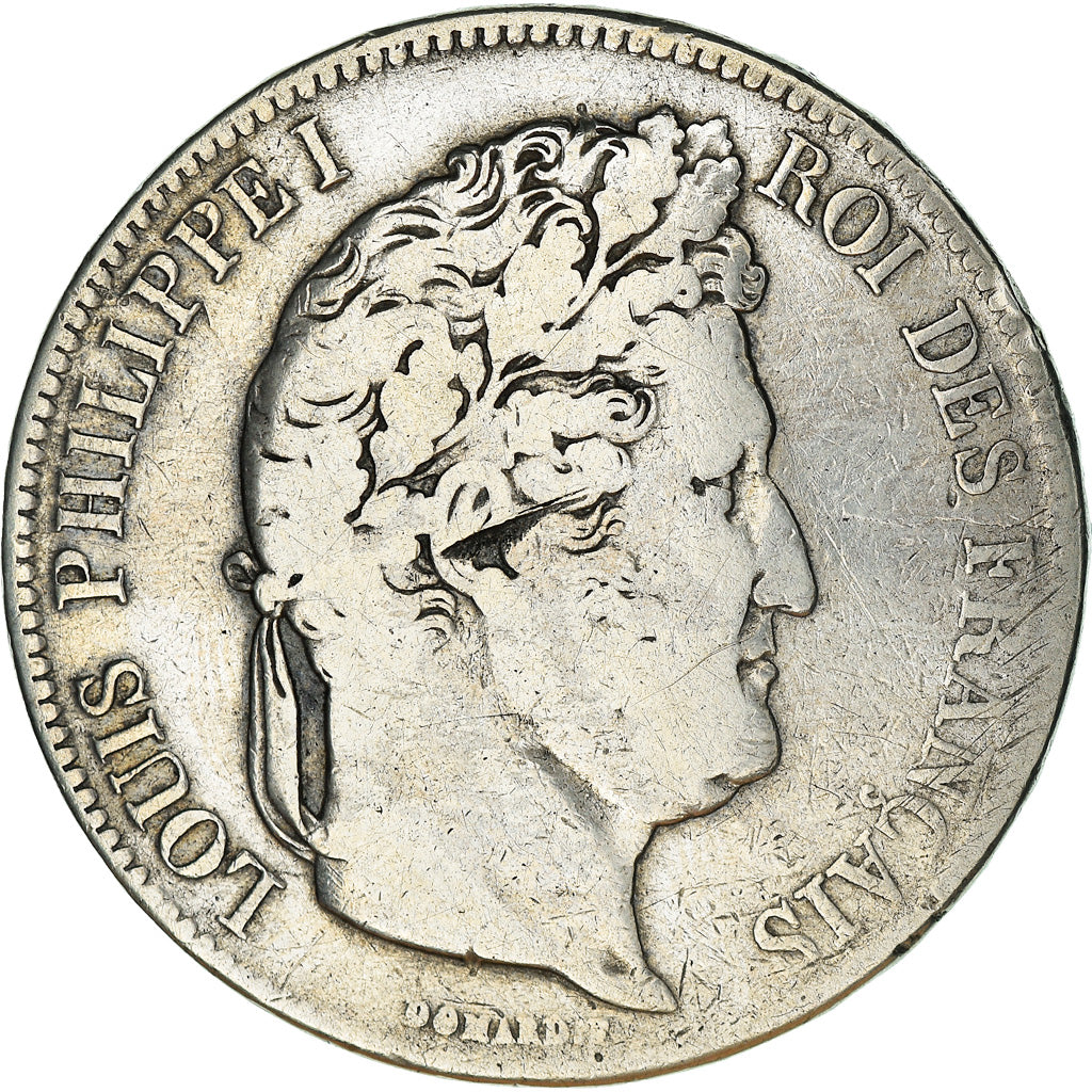 Moneda, Francia, Louis-Philippe, 5 Francs, 1832, Lyon, BC+, Plata, KM:749.4