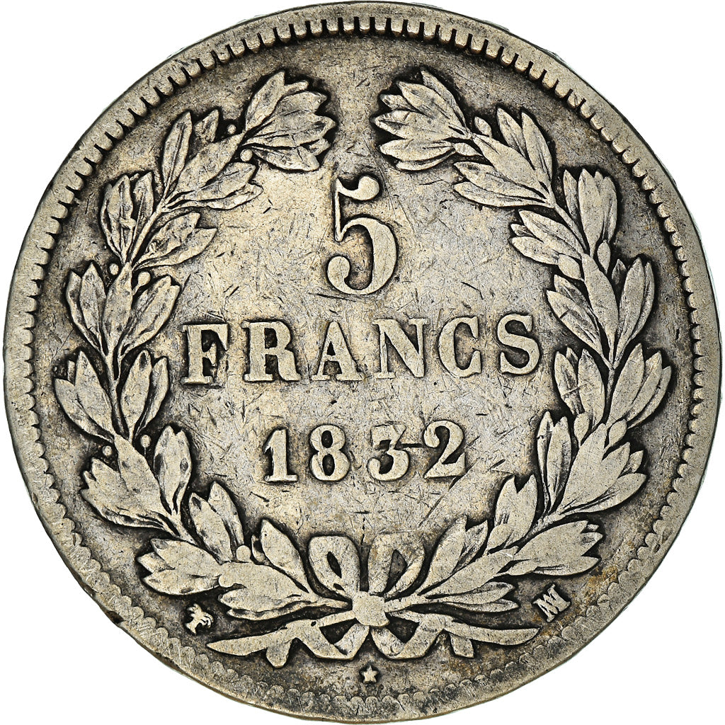 Coin, France, Louis-Philippe, 5 Francs, 1832, Marseille, VF(30-35), Silver