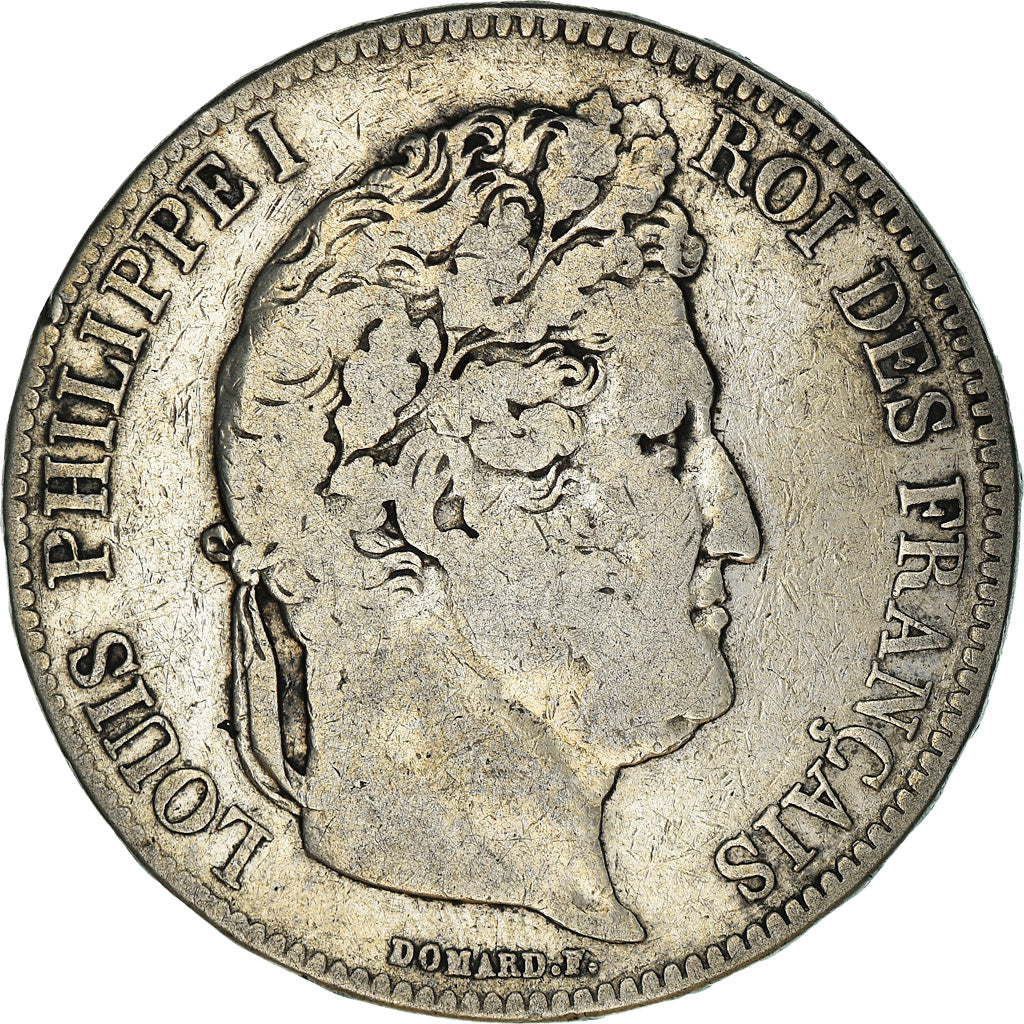 Moeda, França, Louis-Philippe, 5 Francs, 1832, Limoges, VF(30-35), Prata