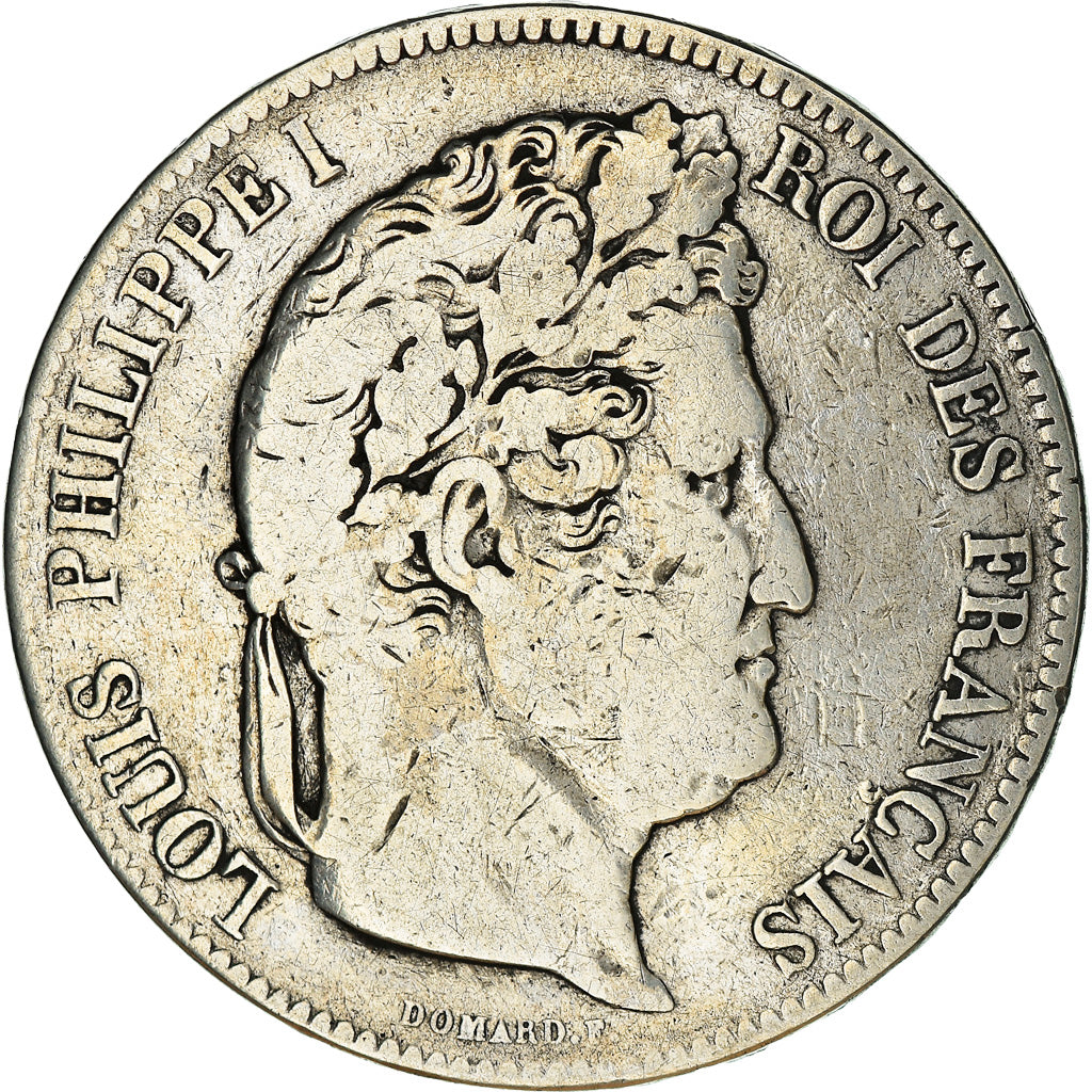 Moeda, França, Louis-Philippe, 5 Francs, 1832, Nantes, VF(20-25), Prata