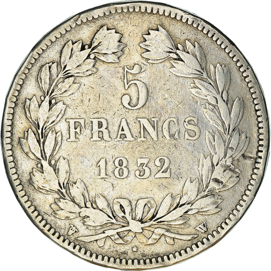 Coin, France, Louis-Philippe, 5 Francs, 1832, Lille, VF(30-35), Silver