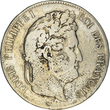 Moneda, Francia, Louis-Philippe, 5 Francs, 1835, Lille, BC+, Plata, KM:749.13