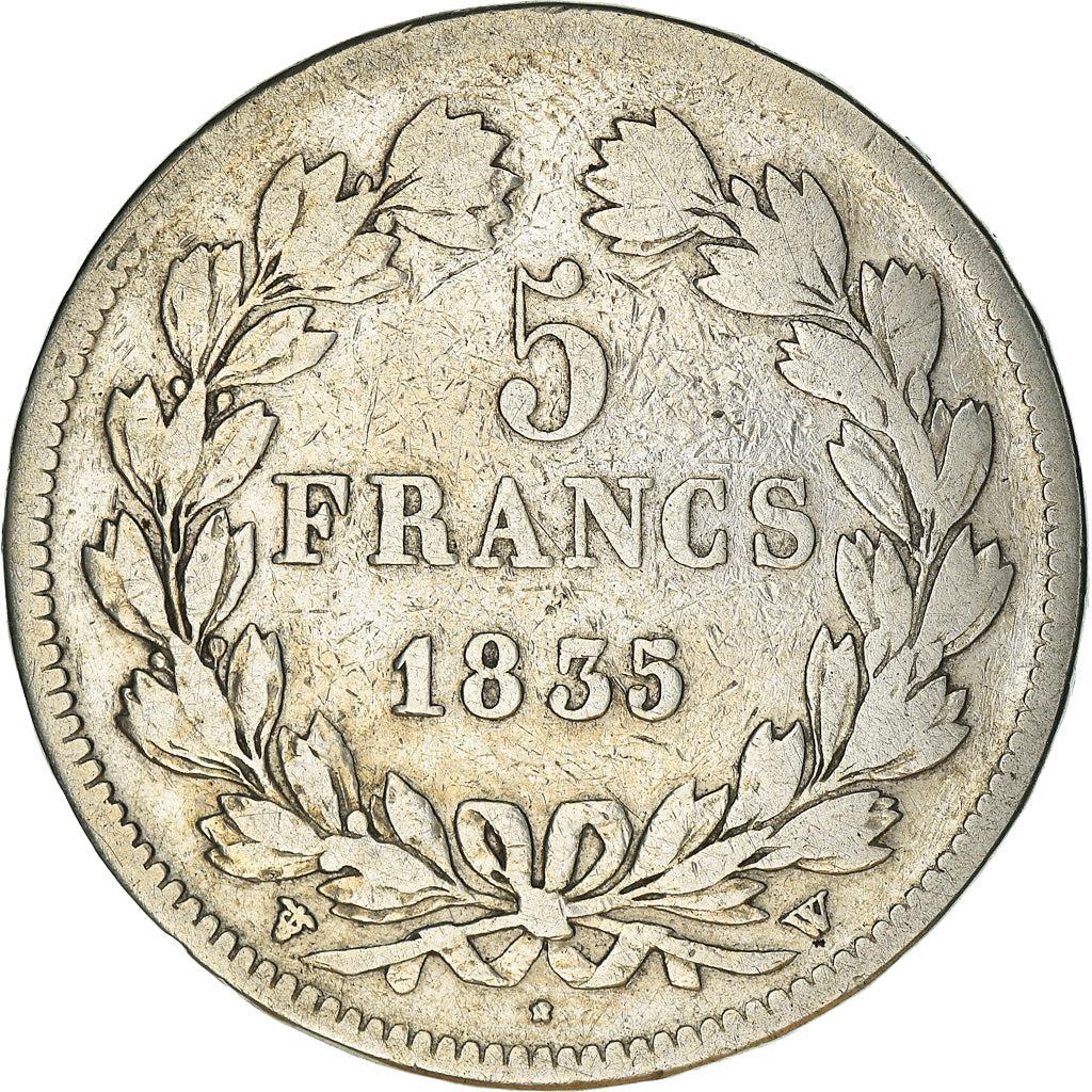 Coin, France, Louis-Philippe, 5 Francs, 1835, Lille, VF(20-25), Silver