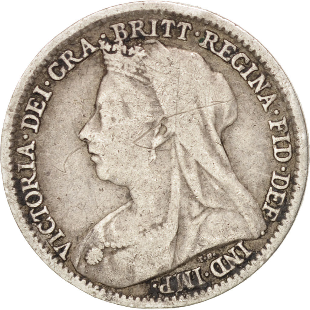 GREAT BRITAIN, 3 Pence, 1894, KM #777, VF(20-25), Silver, 16, 1.37