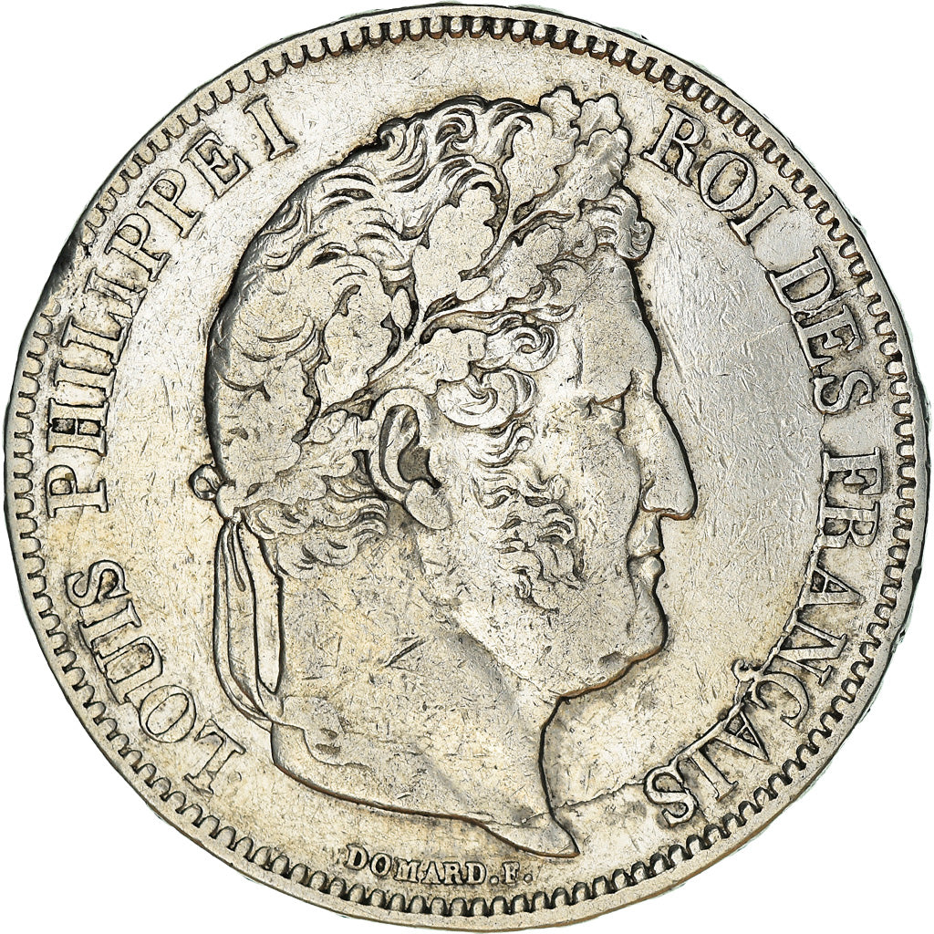 Moneda, Francia, Louis-Philippe, 5 Francs, 1838, Marseille, BC+, Plata
