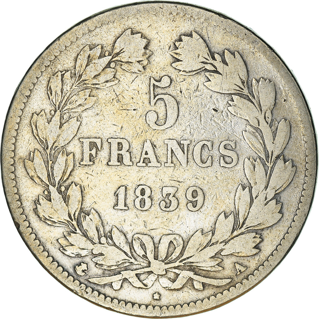 Coin, France, Louis-Philippe, 5 Francs, 1839, Paris, VF(20-25), Silver