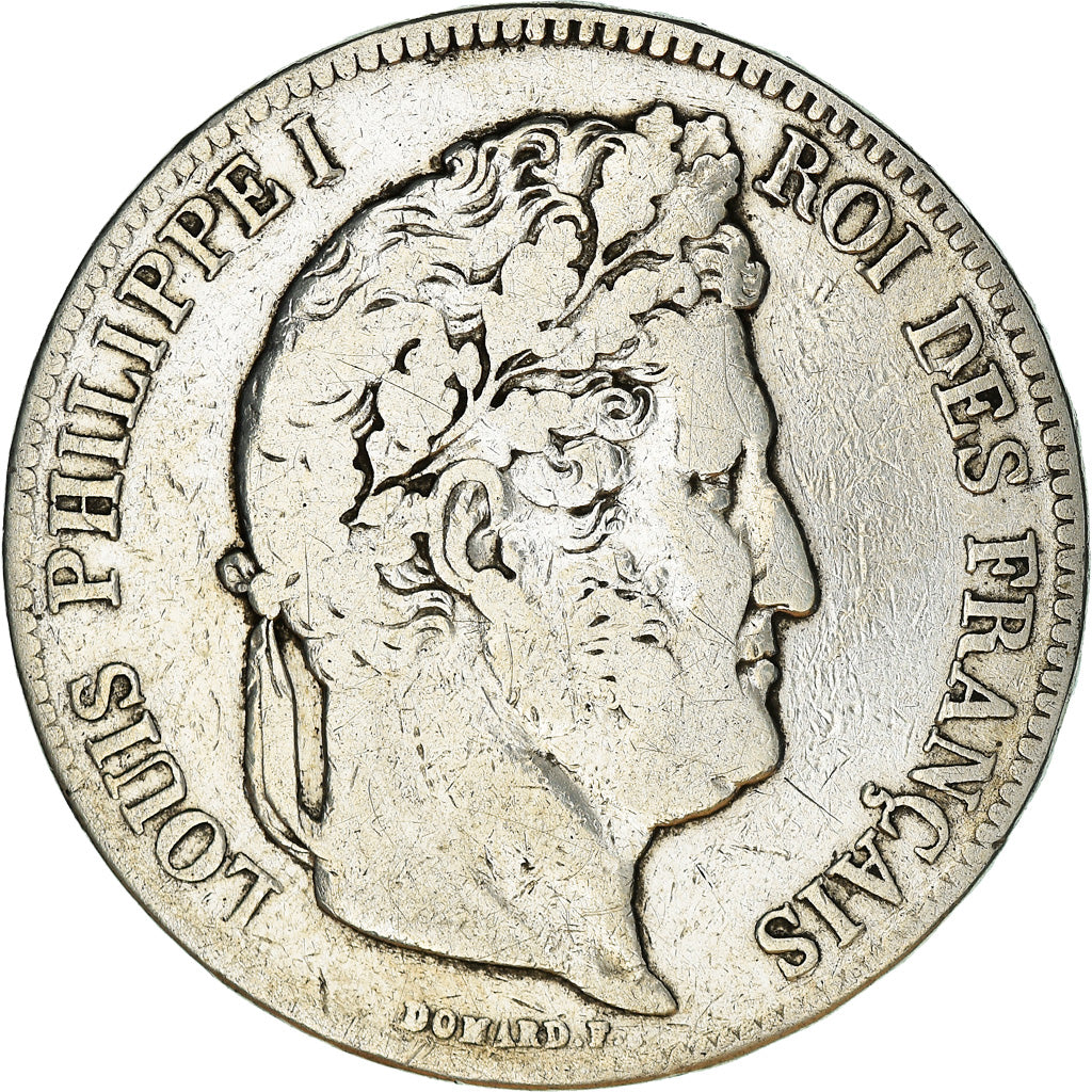 Coin, France, Louis-Philippe, 5 Francs, 1839, Rouen, VF(20-25), Silver