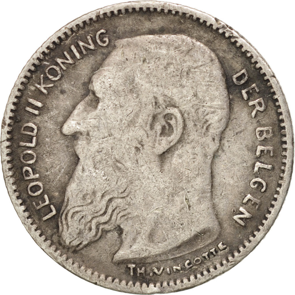 BELGIUM, 50 Centimes, 1907, KM #61.1, VF(20-25), Silver, 18, 2.45