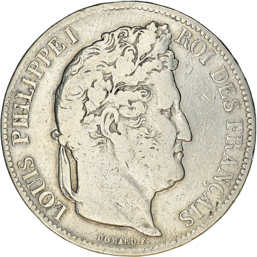 Moneta, Francia, Louis-Philippe, 5 Francs, 1840, Strasbourg, MB, Argento