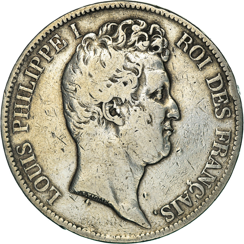 Moneda, Francia, Louis-Philippe, 5 Francs, 1831, Lyon, BC+, Plata, KM:735.4
