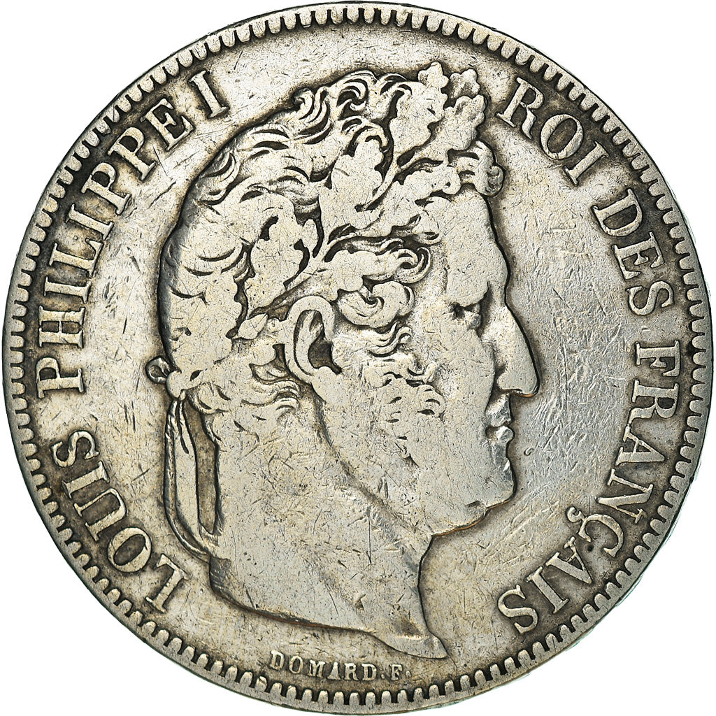 Moneda, Francia, Louis-Philippe, 5 Francs, 1841, Strasbourg, BC+, Plata