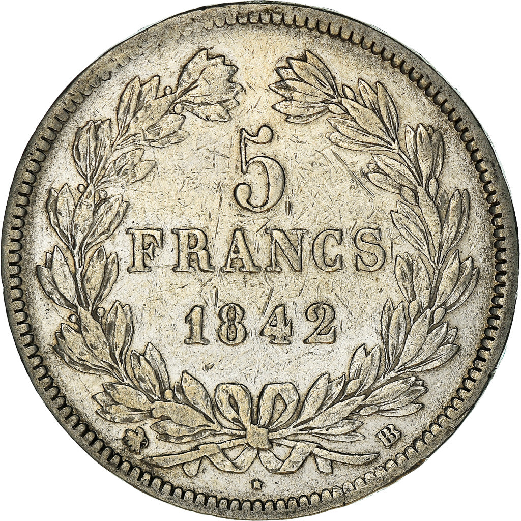 Münze, Frankreich, Louis-Philippe, 5 Francs, 1842, Strasbourg, S+, Silber