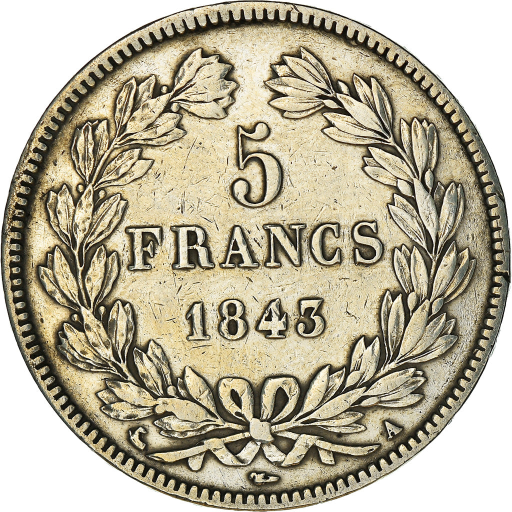 Coin, France, Louis-Philippe, 5 Francs, 1843, Paris, VF(30-35), Silver