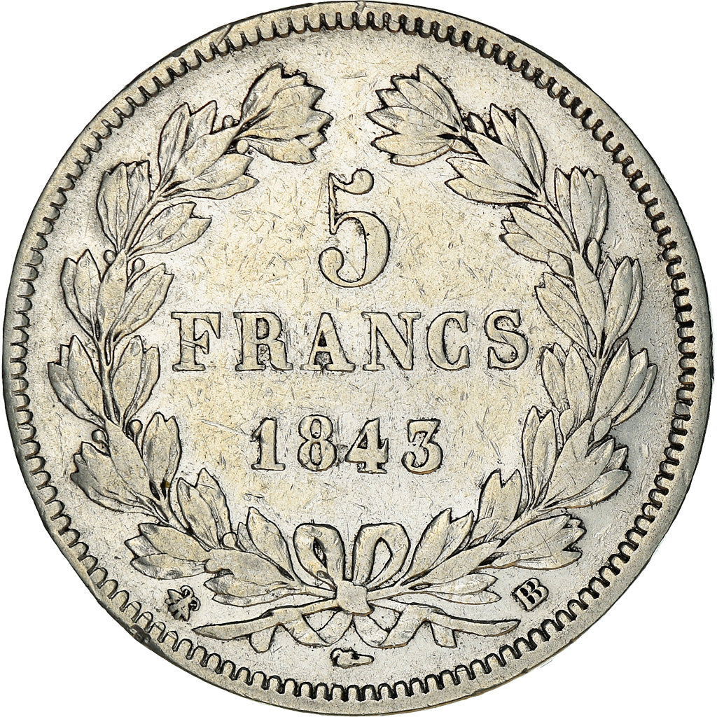 Monnaie, France, Louis-Philippe, 5 Francs, 1843, Strasbourg, TB+, Argent