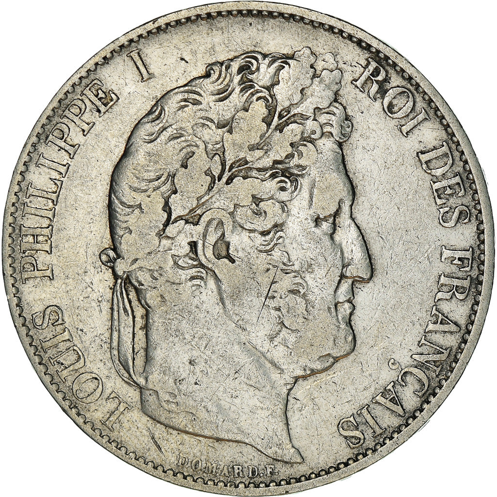 Moneta, Francia, Louis-Philippe, 5 Francs, 1844, Lille, MB+, Argento, KM:749.13