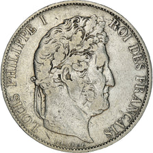Moneta, Francia, Louis-Philippe, 5 Francs, 1844, Lille, MB+, Argento, KM:749.13