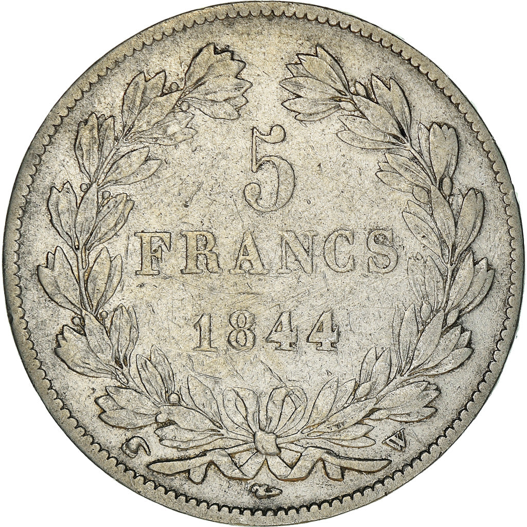 Moneta, Francia, Louis-Philippe, 5 Francs, 1844, Lille, MB+, Argento, KM:749.13