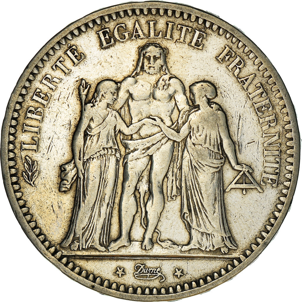 Moneta, Francia, Hercule, 5 Francs, 1848, Paris, MB+, Argento, KM:756.1