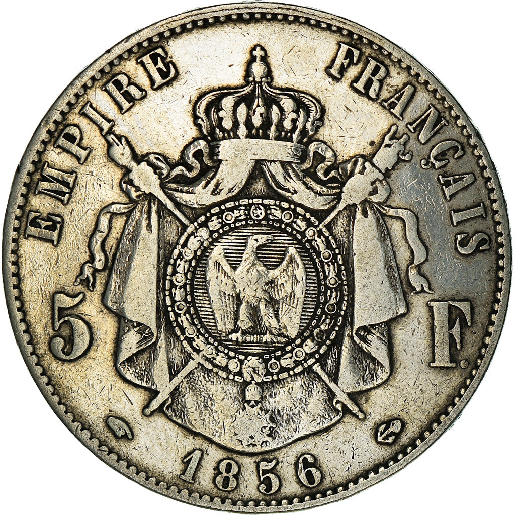 Moneta, Francia, Napoleon III, Napoléon III, 5 Francs, 1856, Paris, MB+
