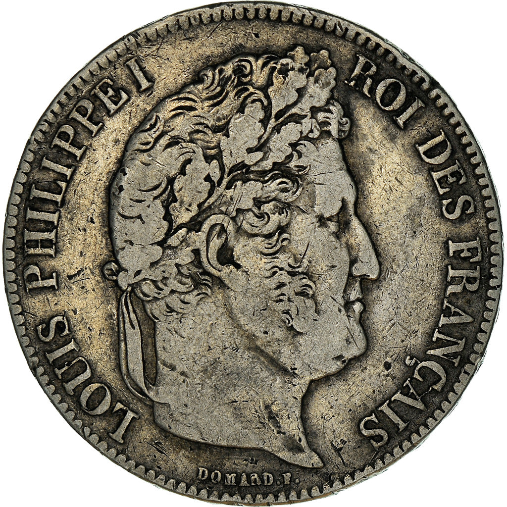 Moneda, Francia, Louis-Philippe, 5 Francs, 1838, Lille, BC+, Plata, KM:749.13